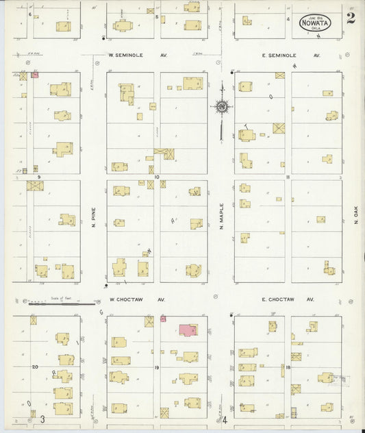 Sanborn Fire Insurance Map from Nowata, Nowata County, Oklahoma (1916), Sheet #0002 - Historic Sanborn Fire Insurance Map Print, vintage old map wall art, antique decor, genealogy gift, Oklahoma Oklahoma map