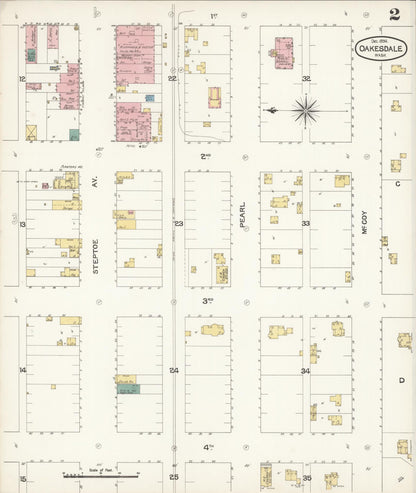 Sanborn Fire Insurance Map from Oakesdale, Whitman County, Washington (1894), Sheet #0002 - Complete Map Set gallery image, historic Sanborn map, vintage wall art, Washington Washington