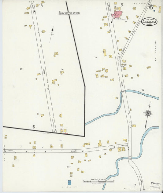 Sanborn Fire Insurance Map from Agawam, Hampden County, Massachusetts (1920), Sheet #0006 - Historic Sanborn Fire Insurance Map Print, vintage old map wall art, antique decor, genealogy gift, Massachusetts Massachusetts map