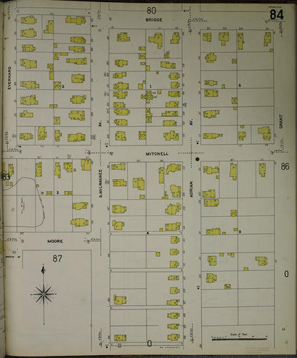 Sanborn Fire Insurance Map from Jackson, Jackson County, Michigan (1907), Sheet #0084 - Complete Map Set gallery image, historic Sanborn map, vintage wall art, Michigan Michigan