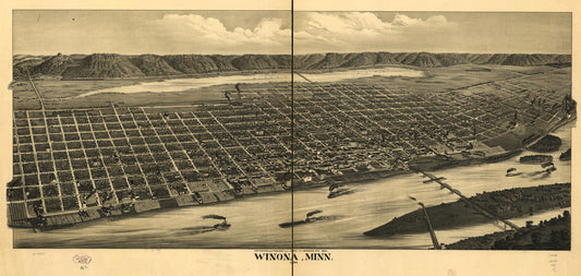 Winona, Minn. 1889. (1889) – Historic Bird’s-Eye View Panorama Print