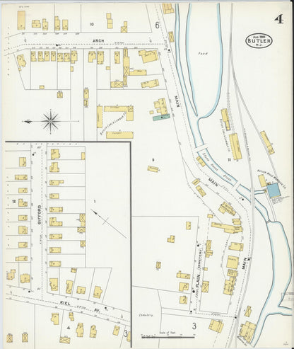 Sanborn Fire Insurance Map from Butler, Morris County, New Jersey (1905), Sheet #0004 - Complete Map Set gallery image, historic Sanborn map, vintage wall art, New Jersey New Jersey