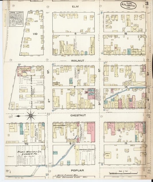Sanborn Fire Insurance Map from Atlantic, Cass County, Iowa (1883), Sheet #0003 - Historic Sanborn Fire Insurance Map Print, vintage old map wall art