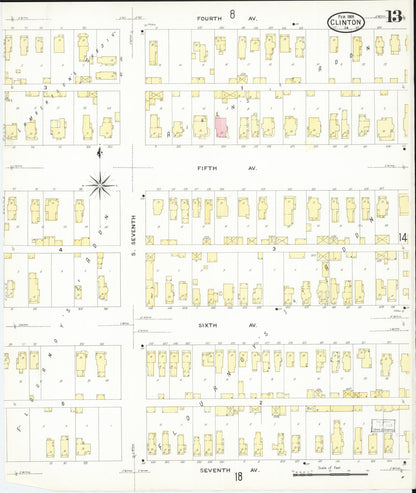 Sanborn Fire Insurance Map from Clinton, Clinton County, Iowa (1909), Sheet #0013 - Historic Sanborn Fire Insurance Map Print