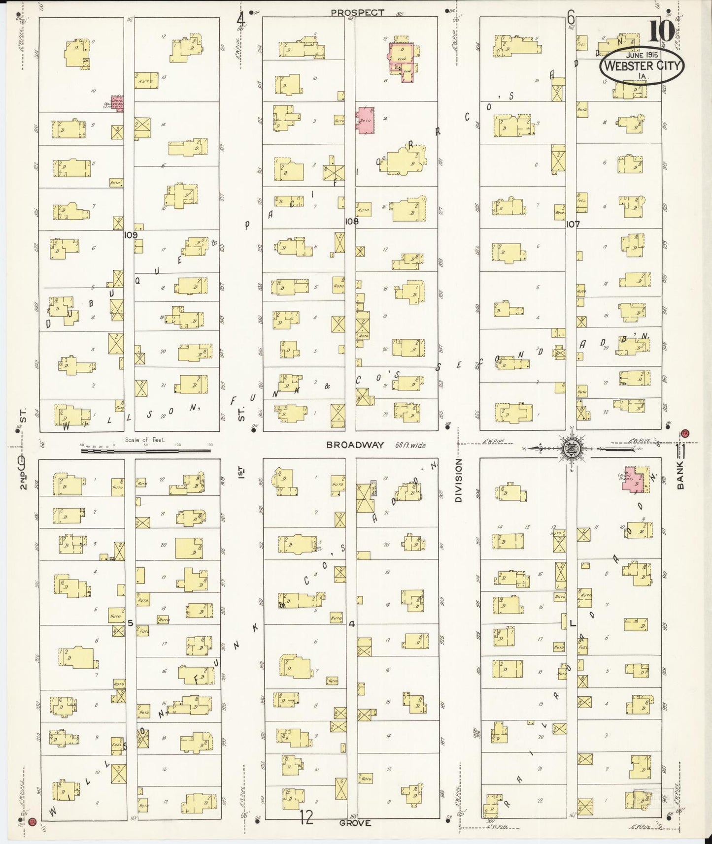 Sanborn Fire Insurance Map from Webster City, Hamilton County, Iowa (1915), Sheet #0010 - Historic Sanborn Fire Insurance Map Print