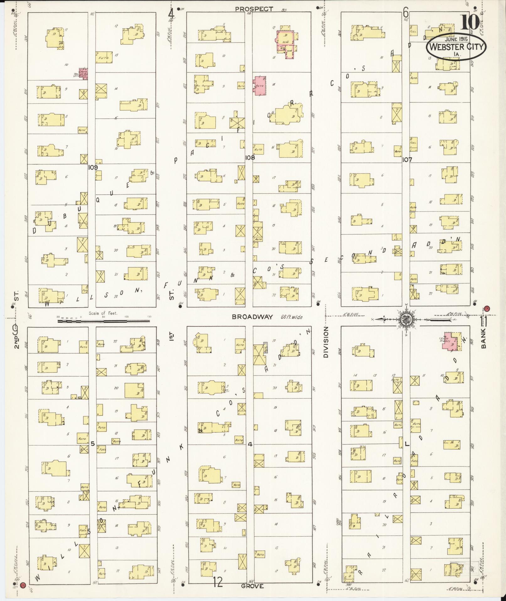 Sanborn Fire Insurance Map from Webster City, Hamilton County, Iowa (1915), Sheet #0010 - Historic Sanborn Fire Insurance Map Print