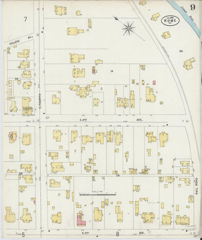 Sanborn Fire Insurance Map from Rome, Floyd County, Georgia (1898), Sheet #0009 - Complete Map Set gallery image, historic Sanborn map, vintage wall art, Georgia Georgia