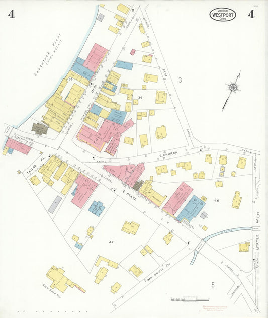 Sanborn Fire Insurance Map from Westport, Fairfield County, Connecticut (1931), Sheet #0004 - Historic Sanborn Fire Insurance Map Print, vintage old map wall art, antique decor, genealogy gift, Connecticut Connecticut map
