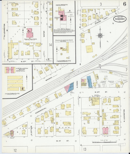 Sanborn Fire Insurance Map from Kewanee, Henry County, Illinois (1910), Sheet #0006 - Historic Sanborn Fire Insurance Map Print, vintage old map wall art, antique decor, genealogy gift, Illinois Illinois map