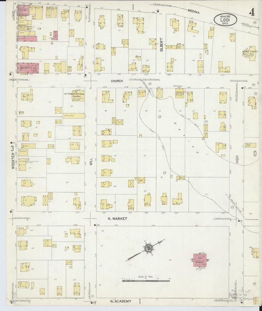 Sanborn Fire Insurance Map from Lodi, Medina County, Ohio (1912), Sheet #0004 - Historic Sanborn Fire Insurance Map Print, vintage old map wall art, antique decor, genealogy gift, Ohio Ohio map