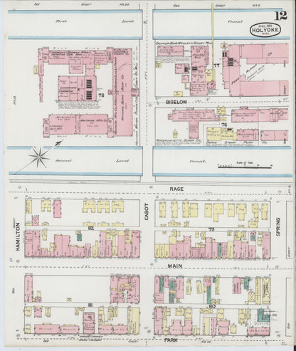 Sanborn Fire Insurance Map from Holyoke, Hampden County, Massachusetts (1889), Sheet #0012 - Complete Map Set gallery image, historic Sanborn map, vintage wall art, Massachusetts Massachusetts