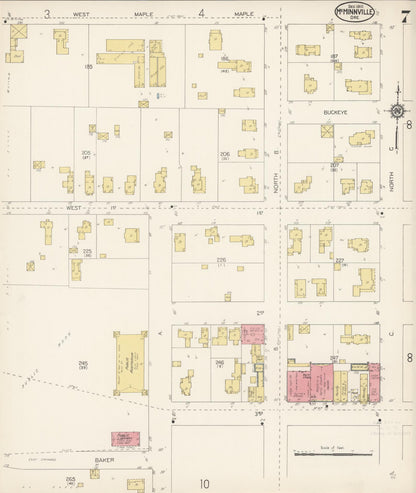 Sanborn Fire Insurance Map from McMinnville, Yamhill County, Oregon (1912), Sheet #0007 - Complete Map Set gallery image, historic Sanborn map, vintage wall art, Oregon Oregon