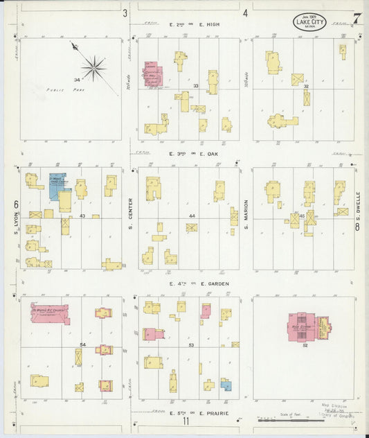 Sanborn Fire Insurance Map from Lake City, Wabasha County, Minnesota (1909), Sheet #0007 - Historic Sanborn Fire Insurance Map Print, vintage old map wall art, antique decor, genealogy gift, Minnesota Minnesota map