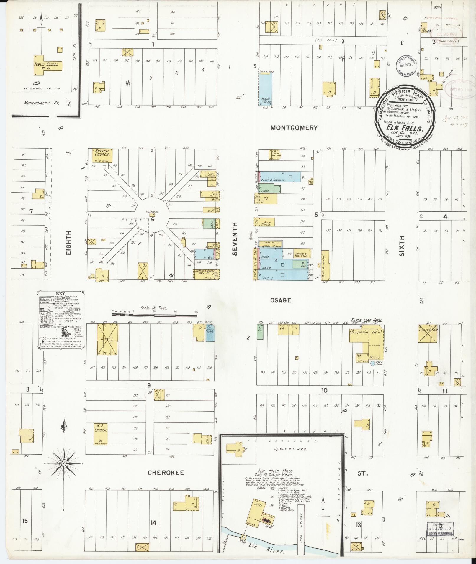 Sanborn Fire Insurance Map from Elk Falls, Elk County, Kansas. (1899) – Historic Sanborn Fire Insurance Map Print