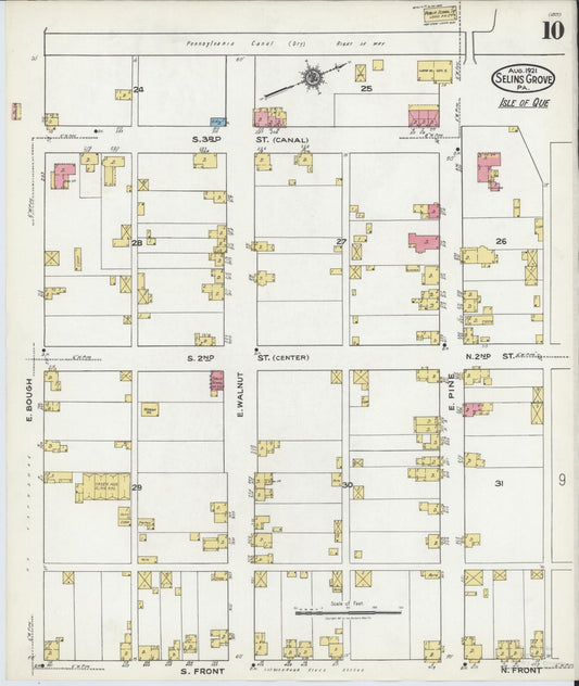 Sanborn Fire Insurance Map from Selins Grove, Snyder County, Pennsylvania (1921), Sheet #0010 - Historic Sanborn Fire Insurance Map Print, vintage old map wall art, antique decor, genealogy gift, Pennsylvania Pennsylvania map
