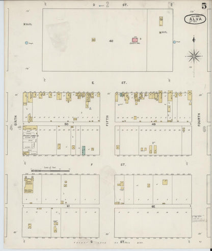Sanborn Fire Insurance Map from Alva, Woods County, Oklahoma (1895), Sheet #0005 - Complete Map Set gallery image, historic Sanborn map, vintage wall art, Oklahoma Oklahoma