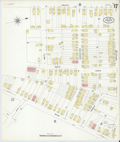 Sanborn Fire Insurance Map from Salem, Salem County, New Jersey (1909), Sheet #0017 - Historic Sanborn Fire Insurance Map Print, vintage old map wall art, antique decor, genealogy gift, New Jersey New Jersey map
