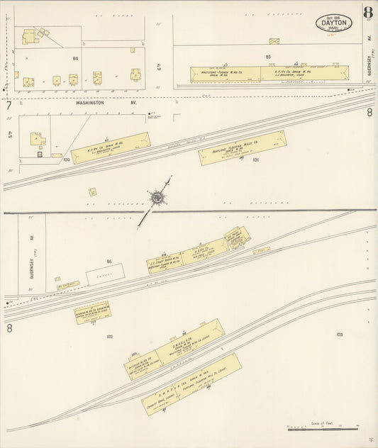 Sanborn Fire Insurance Map from Dayton, Columbia County, Washington (1916), Sheet #0008 - Historic Sanborn Fire Insurance Map Print, vintage old map wall art, antique decor, genealogy gift, Washington Washington map