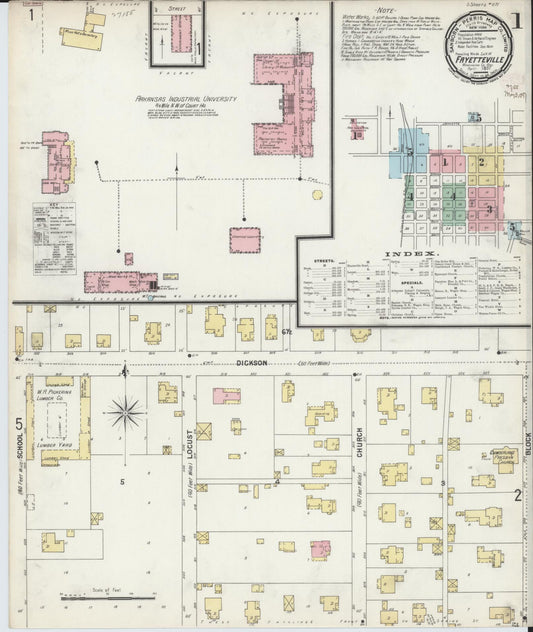 Sanborn Fire Insurance Map from Fayetteville, Washington County, Arkansas (1897), Sheet #0001 - Historic Sanborn Fire Insurance Map Print, vintage old map wall art, antique decor, genealogy gift, Arkansas Arkansas map