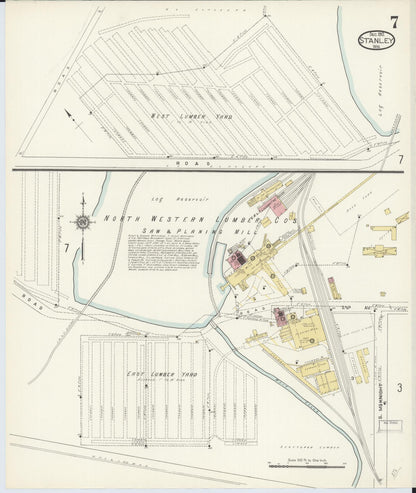 Sanborn Fire Insurance Map from Stanley, Chippewa County, Wisconsin (1912), Sheet #0007 - Historic Sanborn Fire Insurance Map Print, vintage old map wall art, antique decor, genealogy gift, Wisconsin Wisconsin map