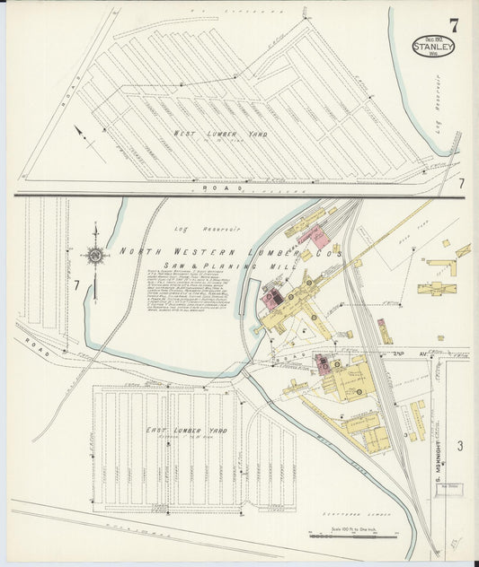 Sanborn Fire Insurance Map from Stanley, Chippewa County, Wisconsin (1912), Sheet #0007 - Historic Sanborn Fire Insurance Map Print, vintage old map wall art, antique decor, genealogy gift, Wisconsin Wisconsin map