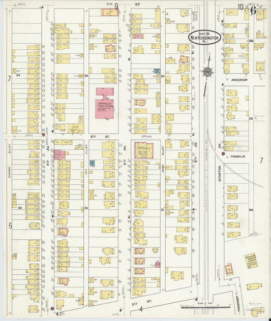 Sanborn Fire Insurance Map from New Kensington, Westmoreland County, Pennsylvania (1911), Sheet #0006 - Historic Sanborn Fire Insurance Map Print, vintage old map wall art, antique decor, genealogy gift, Pennsylvania Pennsylvania map