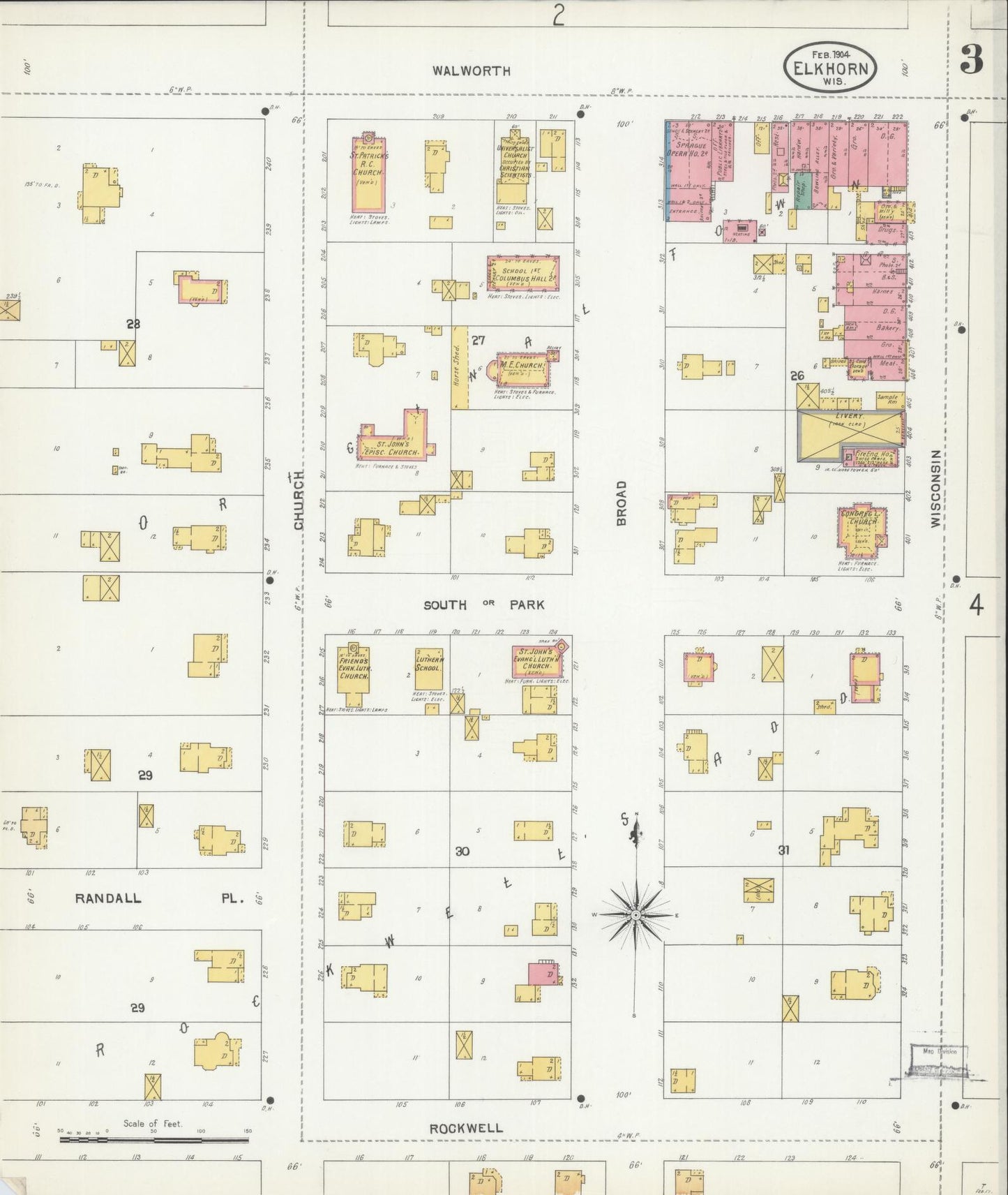 Sanborn Fire Insurance Map from Elkhorn, Walworth County, Wisconsin (1904), Sheet #0003 - Complete Map Set gallery image, historic Sanborn map, vintage wall art, Wisconsin Wisconsin