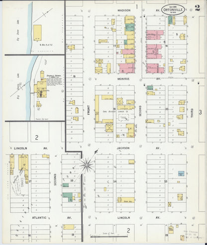 Sanborn Fire Insurance Map from Ortonville, Big Stone County, Minnesota (1899), Sheet #0002 - Historic Sanborn Fire Insurance Map Print, vintage old map wall art, antique decor, genealogy gift, Minnesota Minnesota map