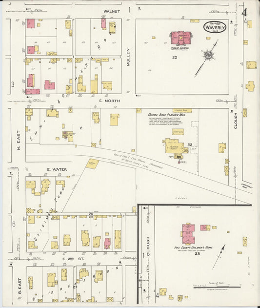 Sanborn Fire Insurance Map from Waverly, Pike County, Ohio (1921), Sheet #0004 - Historic Sanborn Fire Insurance Map Print, vintage old map wall art, antique decor, genealogy gift, Ohio Ohio map