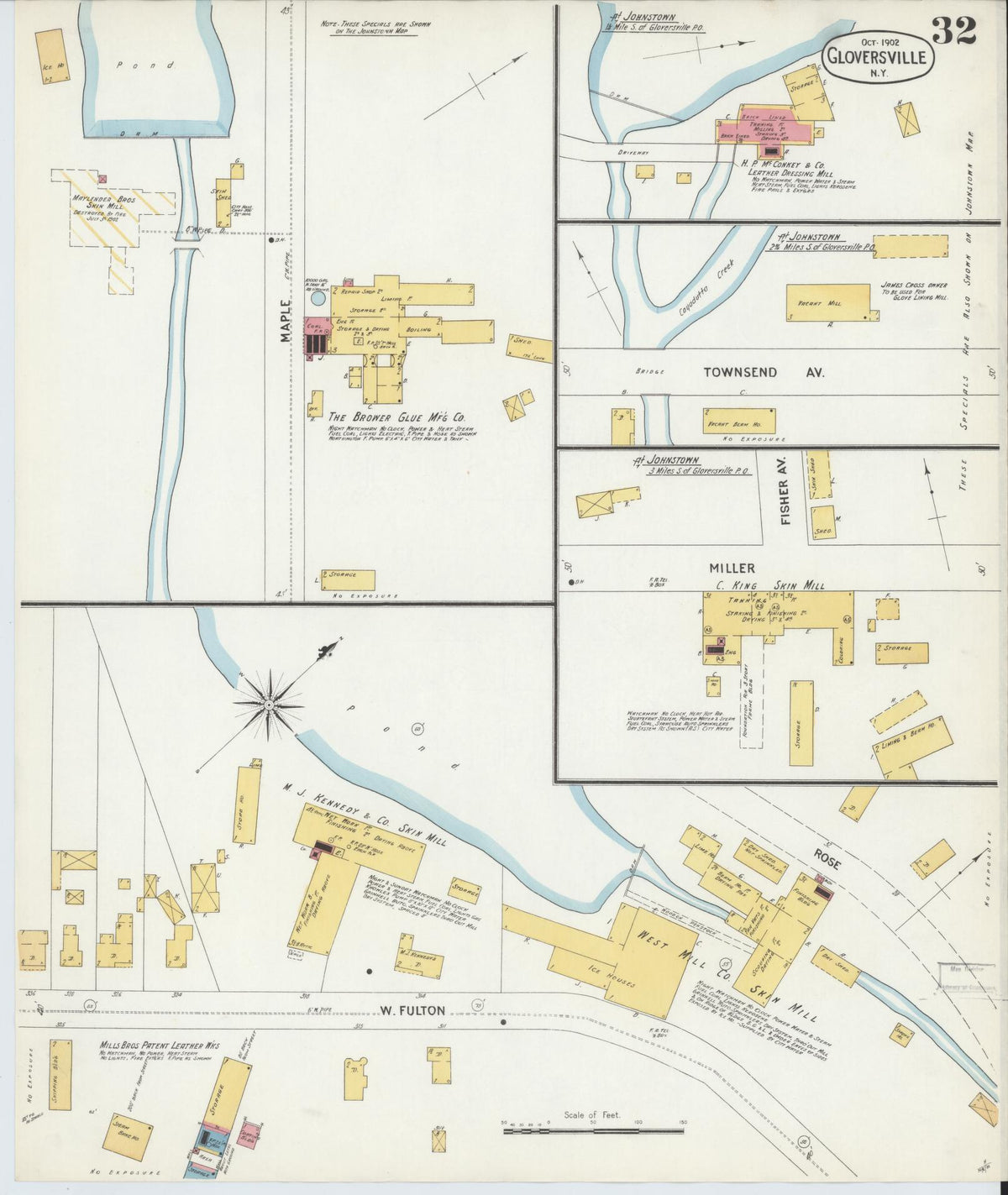 Sanborn Fire Insurance Map from Gloversville, Fulton County, New York (1902), Sheet #0032 - Historic Sanborn Fire Insurance Map Print, vintage old map wall art, antique decor, genealogy gift, New York New York map