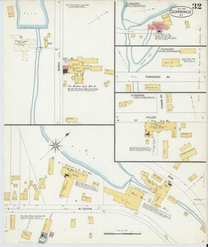 Sanborn Fire Insurance Map from Gloversville, Fulton County, New York (1902), Sheet #0032 - Historic Sanborn Fire Insurance Map Print, vintage old map wall art, antique decor, genealogy gift, New York New York map