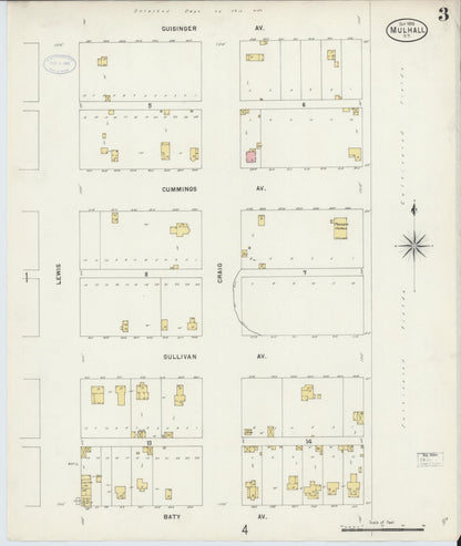 Sanborn Fire Insurance Map from Mulhall, Logan County, Oklahoma (1898), Sheet #0003 - Complete Map Set gallery image, historic Sanborn map, vintage wall art, Oklahoma Oklahoma