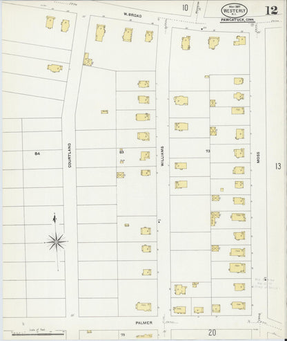 Sanborn Fire Insurance Map from Westerly, Washington County, Rhode Island (1907), Sheet #0012 - Complete Map Set gallery image, historic Sanborn map, vintage wall art, Rhode Island Rhode Island