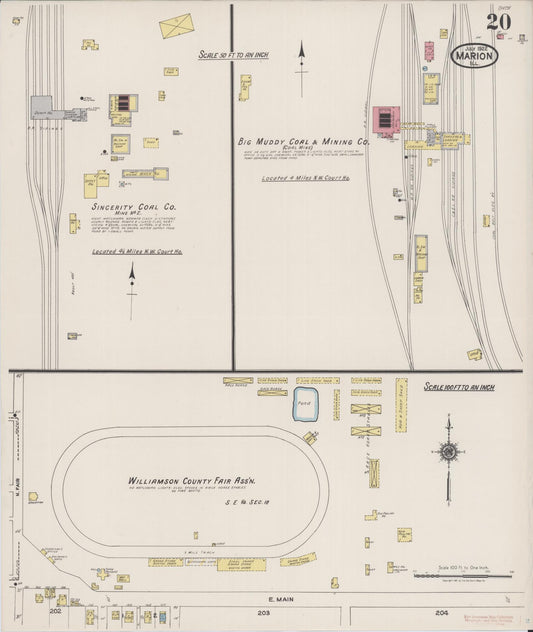 Sanborn Fire Insurance Map from Marion, Williamson County, Illinois (1922), Sheet #0020 - Historic Sanborn Fire Insurance Map Print, vintage old map wall art, antique decor, genealogy gift, Illinois Illinois map