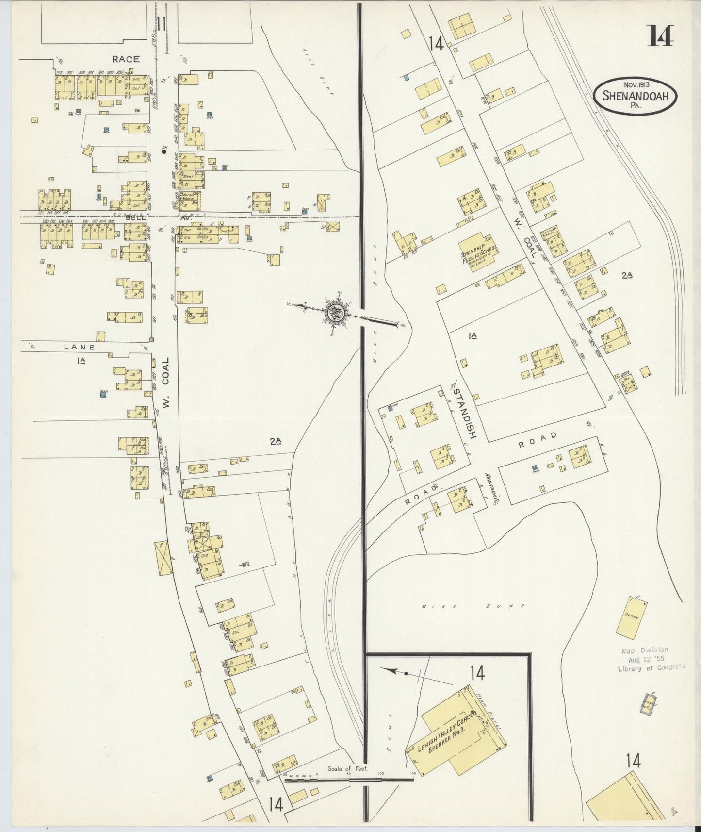 Sanborn Fire Insurance Map from Shenandoah, Schuylkill County, Pennsylvania (1913), Sheet #0014 - Complete Map Set gallery image, historic Sanborn map, vintage wall art, Pennsylvania Pennsylvania