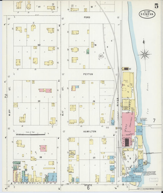 Sanborn Fire Insurance Map from Geneva, Kane County, Illinois (1897), Sheet #0005 - Historic Sanborn Fire Insurance Map Print, vintage old map wall art, antique decor, genealogy gift, Illinois Illinois map