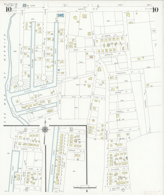 Sanborn Fire Insurance Map from Bellmore, Nassau County, New York (1940), Sheet #0010 - Historic Sanborn Fire Insurance Map Print, vintage old map wall art, antique decor, genealogy gift, New York New York map