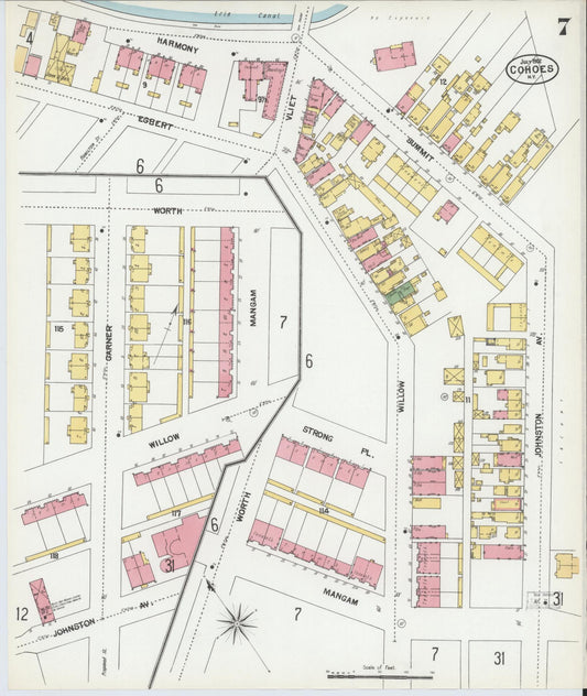 Sanborn Fire Insurance Map from Cohoes, Albany County, New York (1902), Sheet #0007 - Historic Sanborn Fire Insurance Map Print, vintage old map wall art, antique decor, genealogy gift, New York New York map