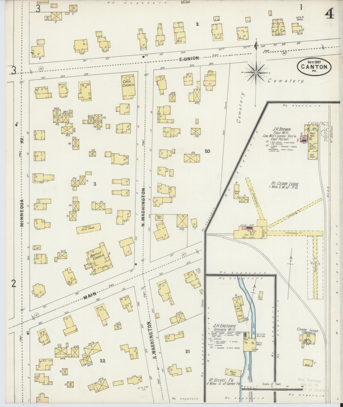 Sanborn Fire Insurance Map from Canton, Bradford County, Pennsylvania (1897), Sheet #0004 - Complete Map Set gallery image, historic Sanborn map, vintage wall art, Pennsylvania Pennsylvania