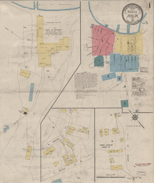 Sanborn Fire Insurance Map from Avalon, Los Angeles County, California (1919), Sheet #0001 - Historic Sanborn Fire Insurance Map Print, vintage old map wall art, antique decor, genealogy gift, California California map