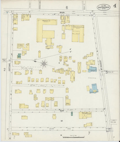 Sanborn Fire Insurance Map from Bar Harbor, Hancock County, Maine (1897), Sheet #0004 - Complete Map Set gallery image, historic Sanborn map, vintage wall art, Maine Maine