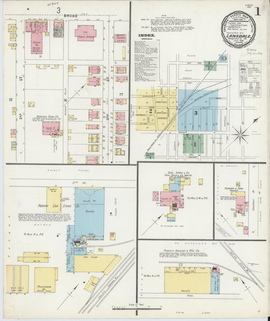 Sanborn Fire Insurance Map from Lansdale, Montgomery County, Pennsylvania (1896), Sheet #0001 - Complete Map Set gallery image, historic Sanborn map, vintage wall art, Pennsylvania Pennsylvania