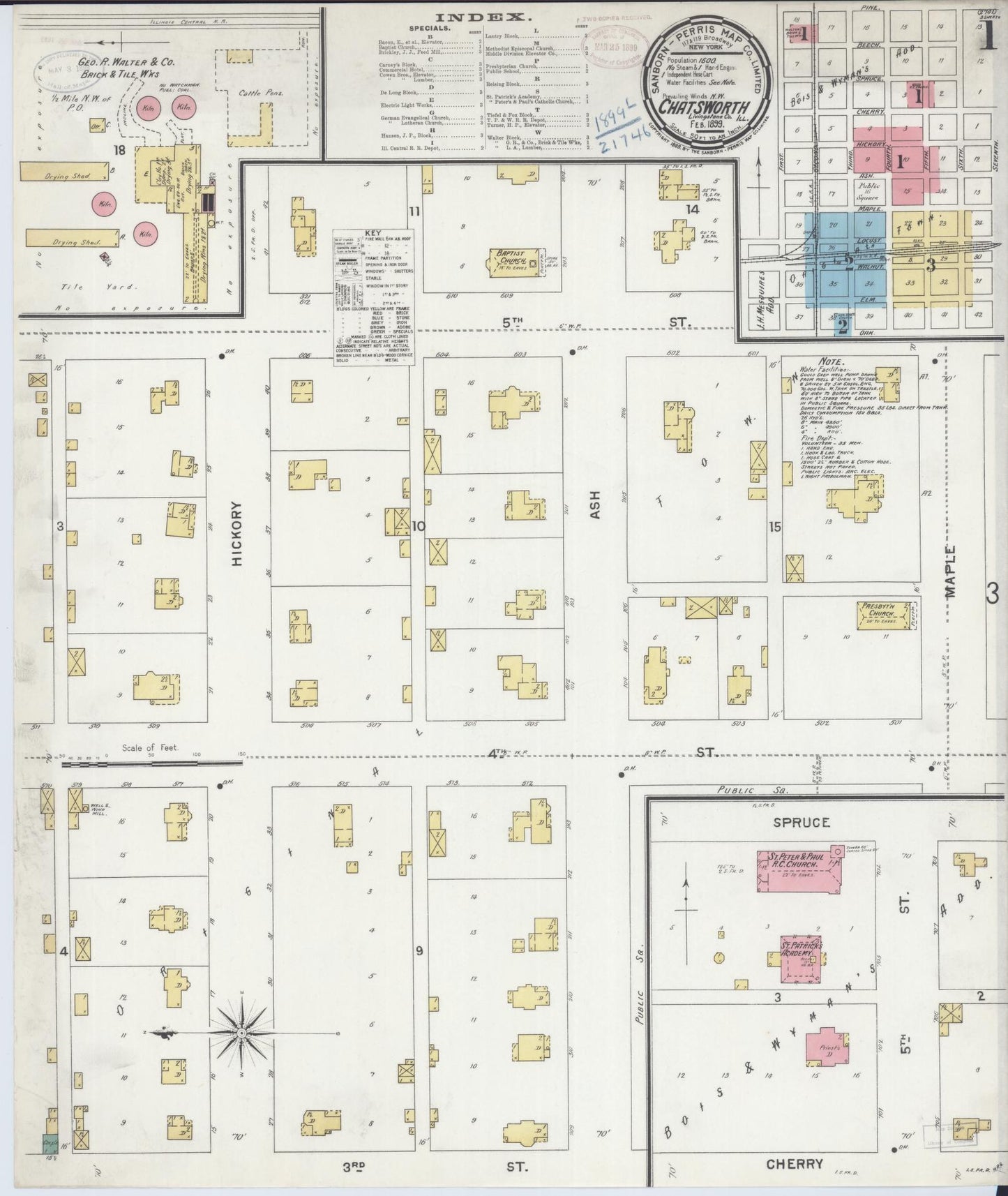 Sanborn Fire Insurance Map from Chatsworth, Livingston County, Illinois (1899), Sheet #0001 - Historic Sanborn Fire Insurance Map Print, vintage old map wall art, antique decor, genealogy gift, Illinois Illinois map