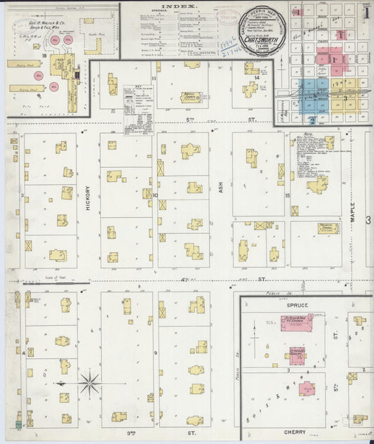Sanborn Fire Insurance Map from Chatsworth, Livingston County, Illinois (1899), Sheet #0001 - Historic Sanborn Fire Insurance Map Print, vintage old map wall art, antique decor, genealogy gift, Illinois Illinois map