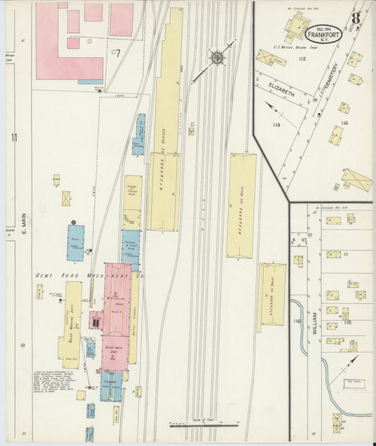 Sanborn Fire Insurance Map from Frankfort, Herkimer County, New York (1914), Sheet #0008 - Historic Sanborn Fire Insurance Map Print, vintage old map wall art, antique decor, genealogy gift, New York New York map