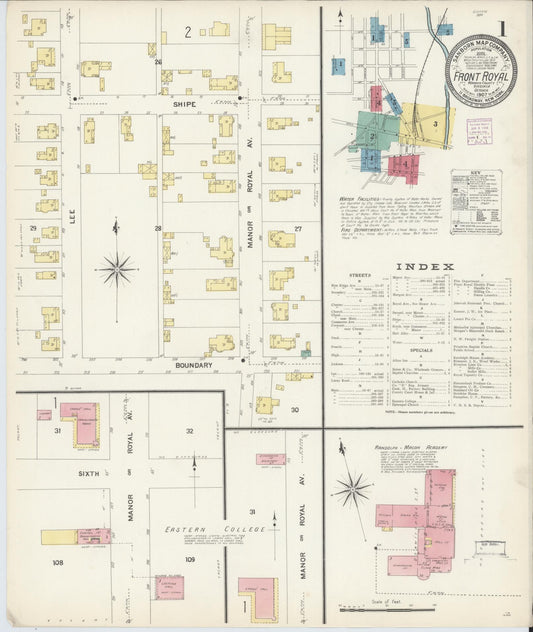 Sanborn Fire Insurance Map from Front Royal, Warren County, Virginia. (1907) – Historic Sanborn Fire Insurance Map Print