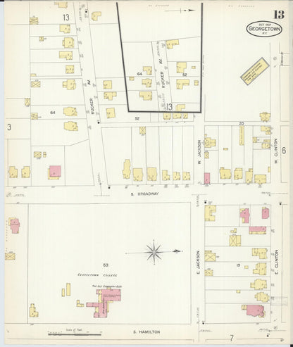Sanborn Fire Insurance Map from Georgetown, Scott County, Kentucky (1907), Sheet #0013 - Complete Map Set gallery image, historic Sanborn map, vintage wall art, Kentucky Kentucky