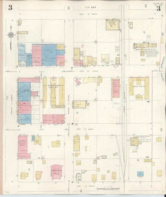 Sanborn Fire Insurance Map from Snyder, Scurry County, Texas (1942), Sheet #0003 - Historic Sanborn Fire Insurance Map Print, vintage old map wall art, antique decor, genealogy gift, Texas Texas map