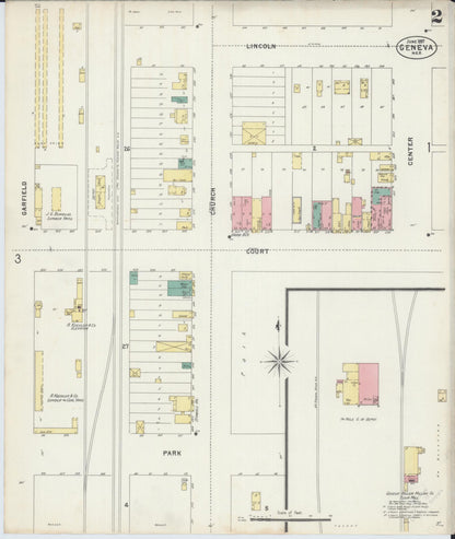 Sanborn Fire Insurance Map from Geneva, Fillmore County, Nebraska (1897), Sheet #0002 - Complete Map Set gallery image, historic Sanborn map, vintage wall art, Nebraska Nebraska