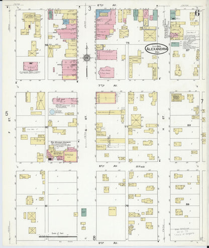Sanborn Fire Insurance Map from Alexandria, Douglas County, Minnesota (1909), Sheet #0006 - Complete Map Set gallery image, historic Sanborn map, vintage wall art, Minnesota Minnesota